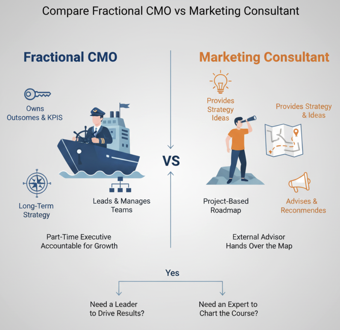 Compare Fractional CMO vs Marketing Consultant