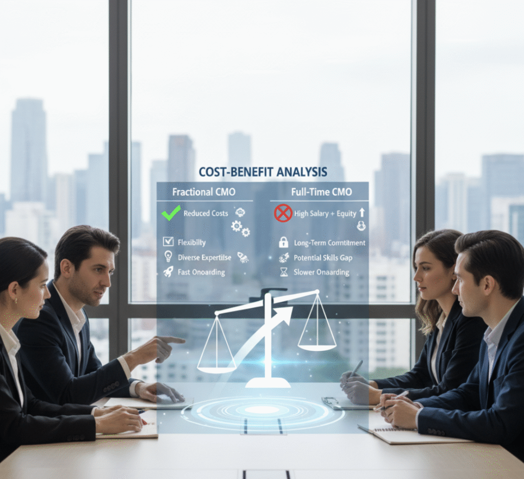 cost-benefit analysis of fractional vs full-time CMO