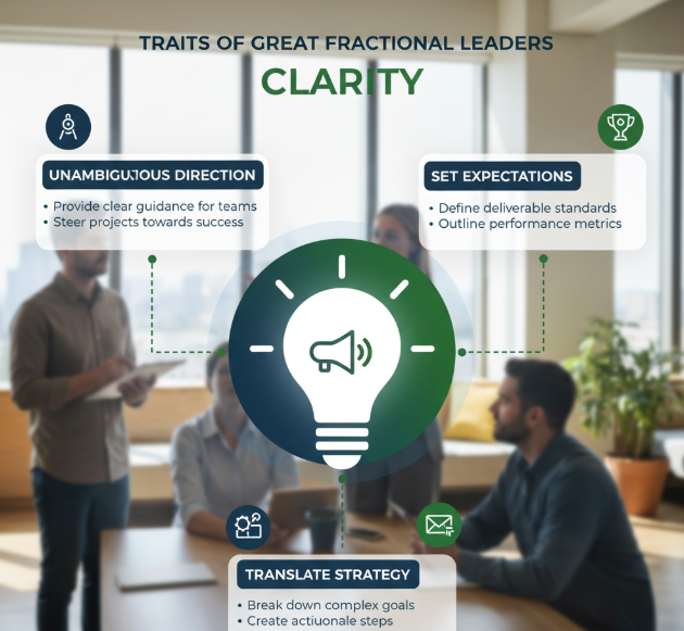 Exceptional fractional leaders communicate vision, goals, and priorities clearly